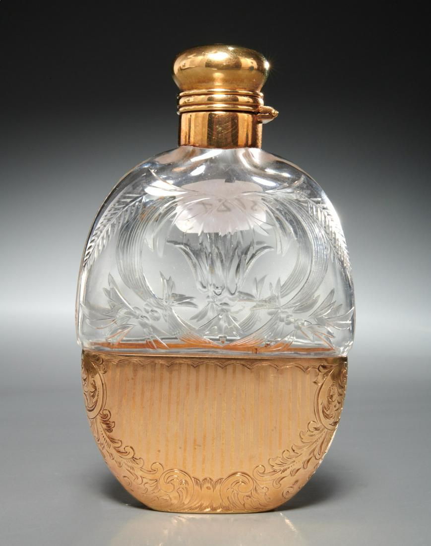 14k gold and cut glass scent bottle (1 of 8)