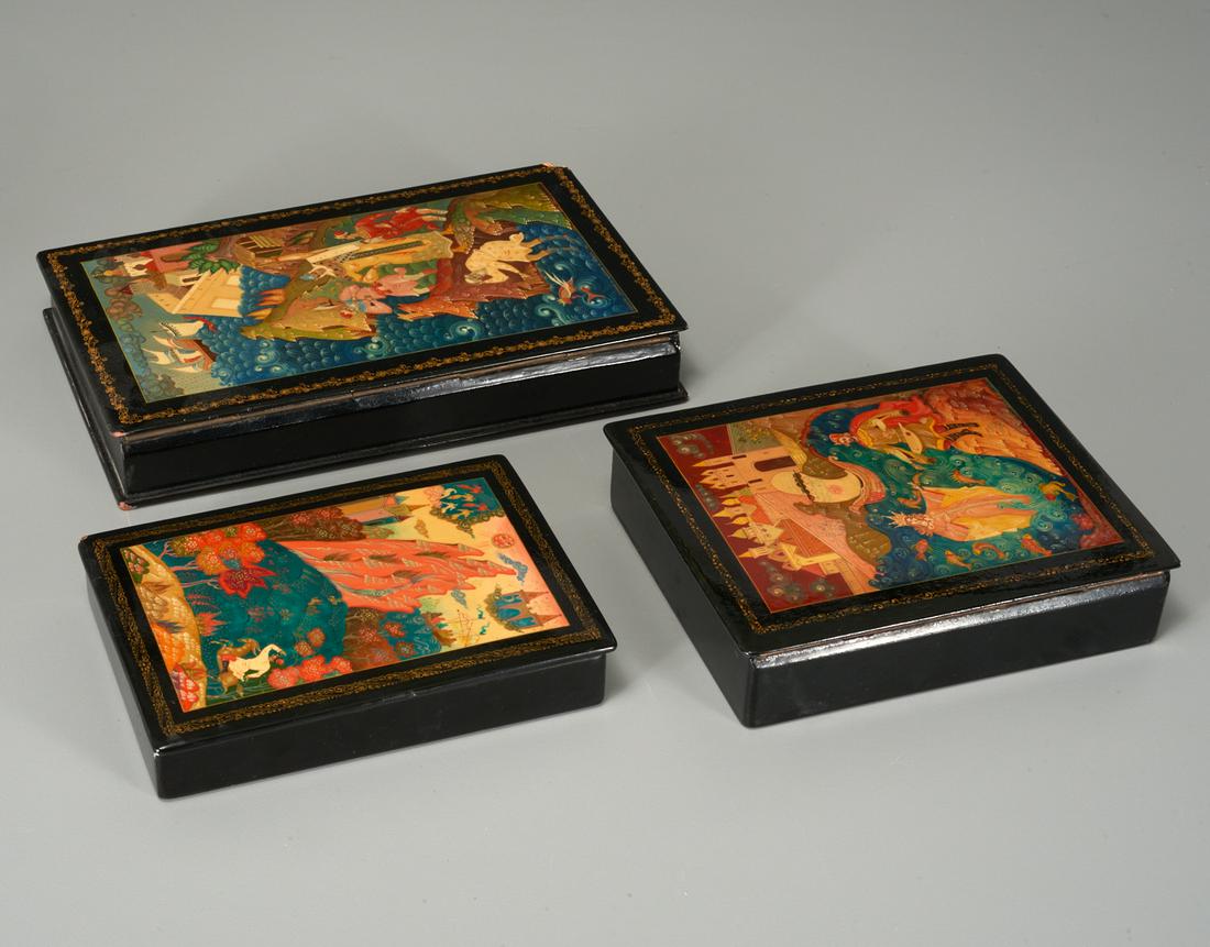 Group of Mstera Russian lacquer boxes (1 of 8)