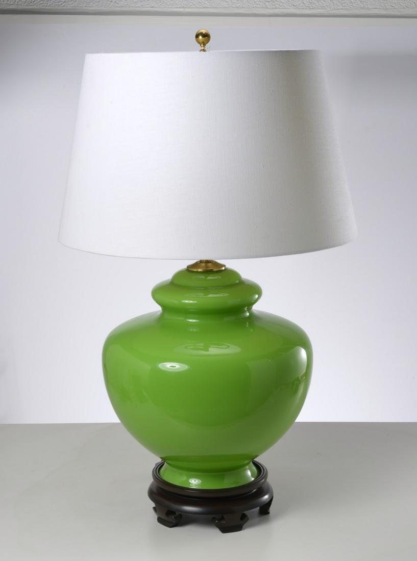 Large Modernist green glass table lamp (1 of 6)
