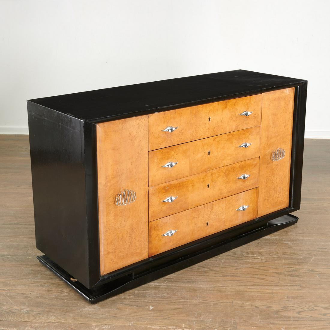 Art Deco black lacquer and figured maple sideboard (1 of 9)