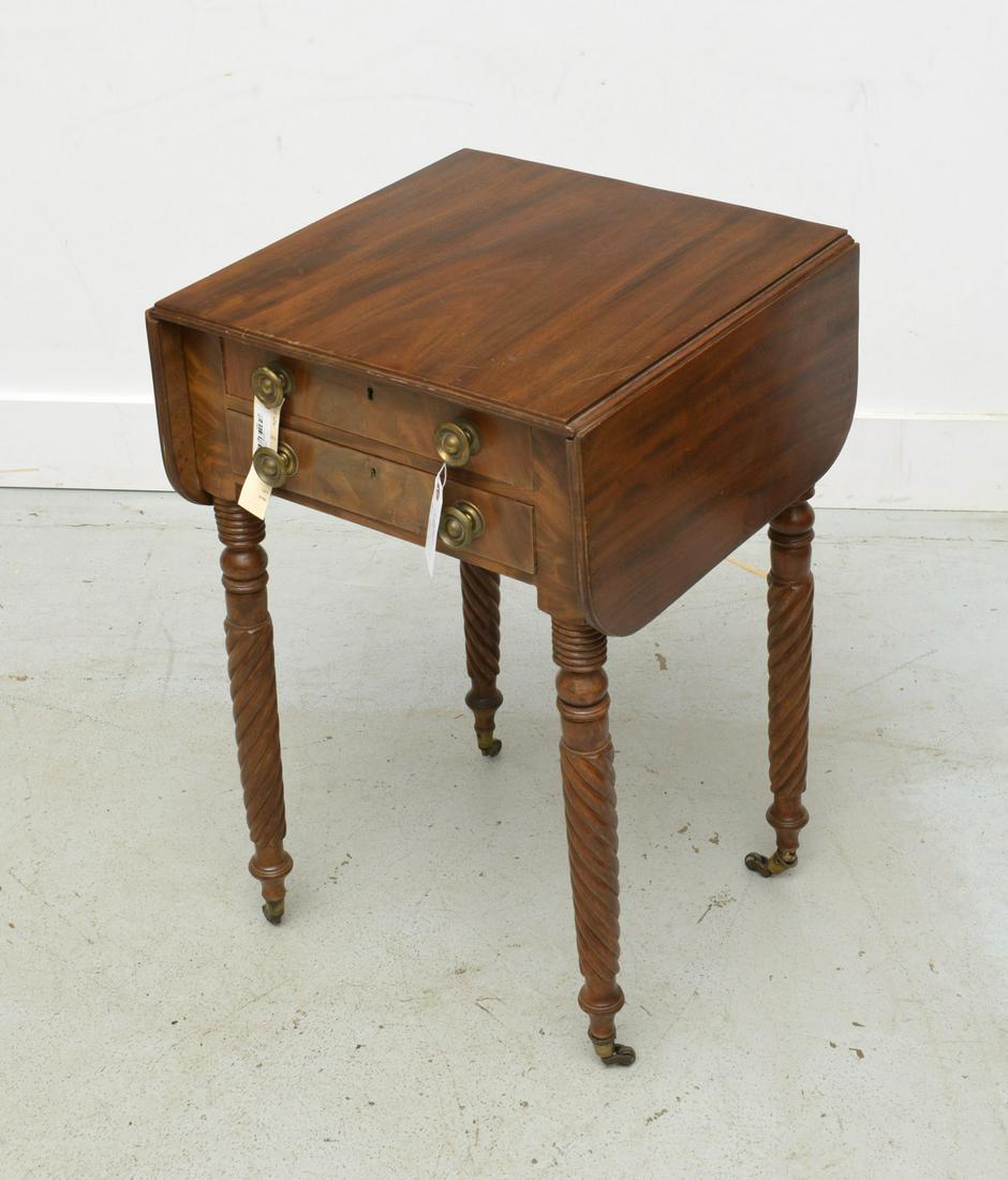 Sheraton style mahogany work table (1 of 8)