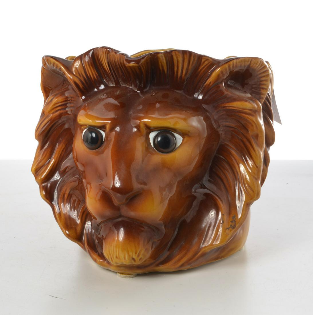 Fitz & Floyd glazed ceramic lion head jardiniere (1 of 10)
