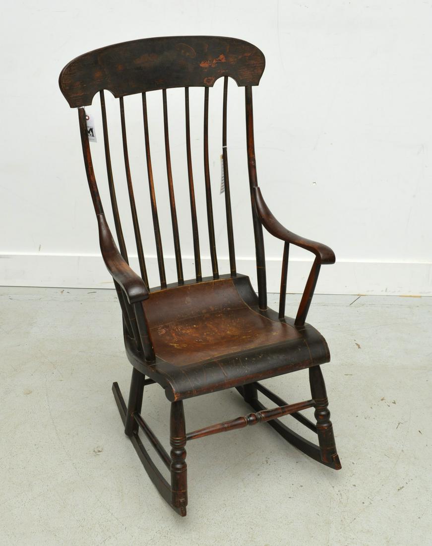Old gilt stenciled and grain painted rocking chair (1 of 5)