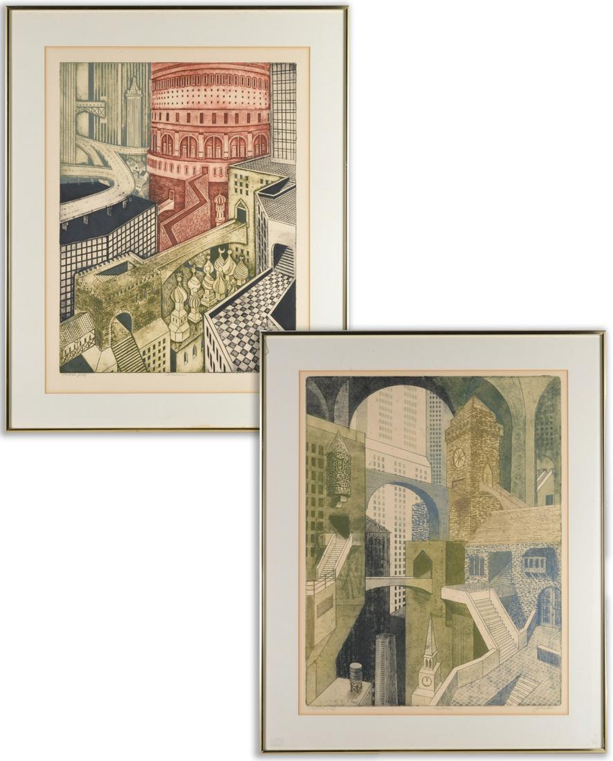 John Ross, (2) collagraphs (1 of 12)