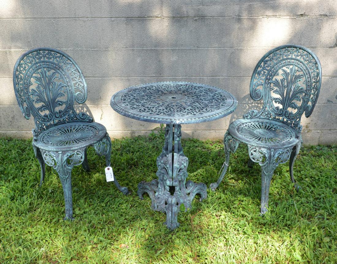 Victorian style green cast aluminum garden set (1 of 8)
