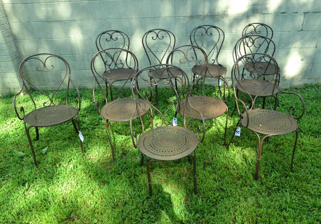 Set (10) French wrought iron garden chairs (1 of 5)