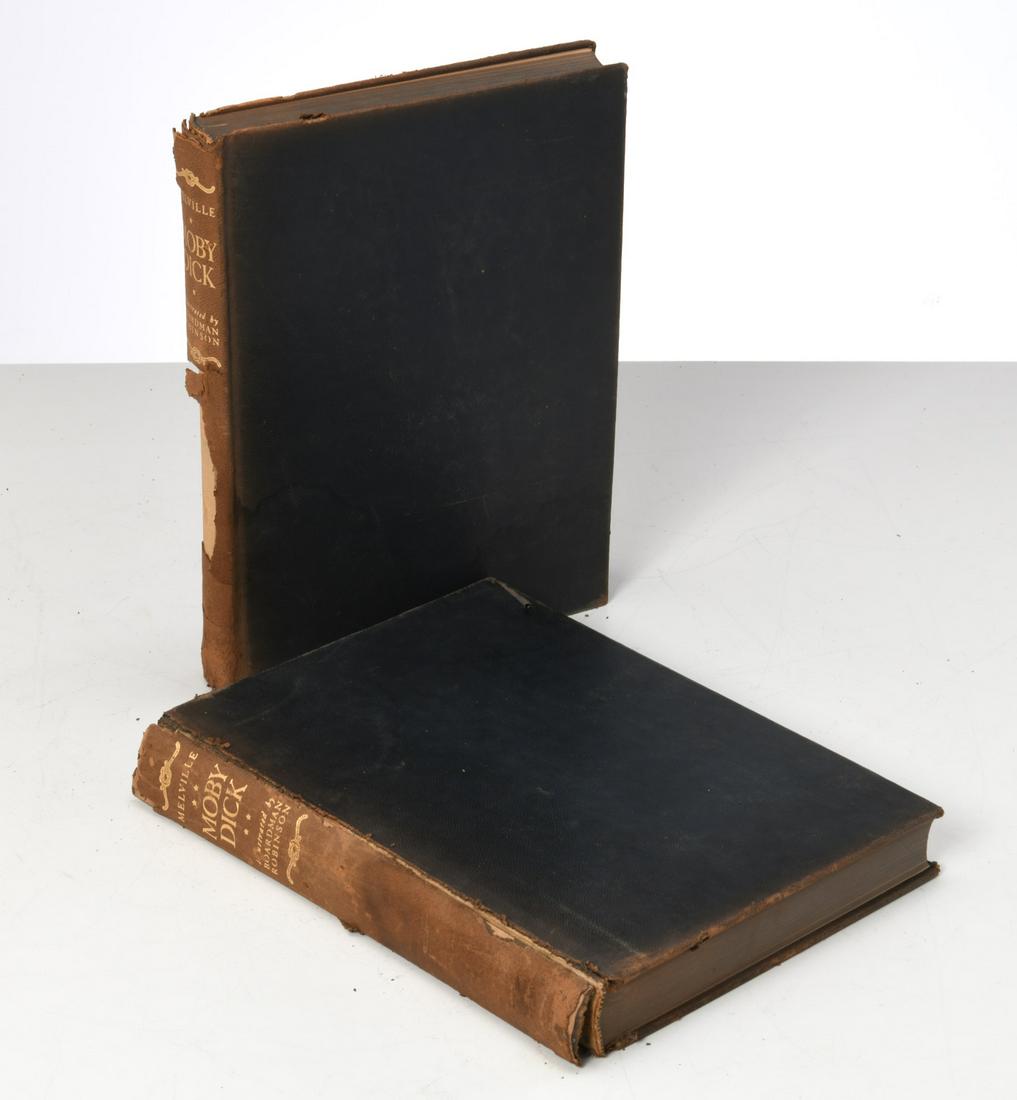BOOKS: (2) Vols Limited Editions Club, Moby Dick: BOOKS: (2) Vols Limited Editions Club, Moby Dick, Herman Melville. Moby Dick; or, The Whale. The Limited Editions Club, 1943, #776 signed by Boardman Robinson, two volumes, 10.25"h x 7.25"w x 2.625"d
