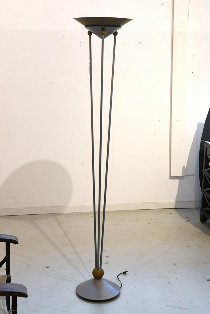 George Kovacs Memphis style torchiere lamp: George Kovacs Memphis style torchiere lamp, 20th/21st c., probably a Sonneman or Sottsass design, sticker label to underside, 69.5"h x 14.25"dia.