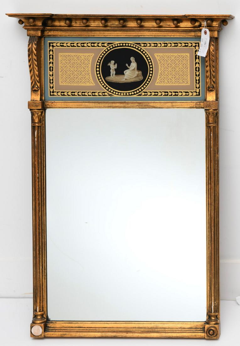 Federal style eglomise giltwood pier mirror (1 of 7)
