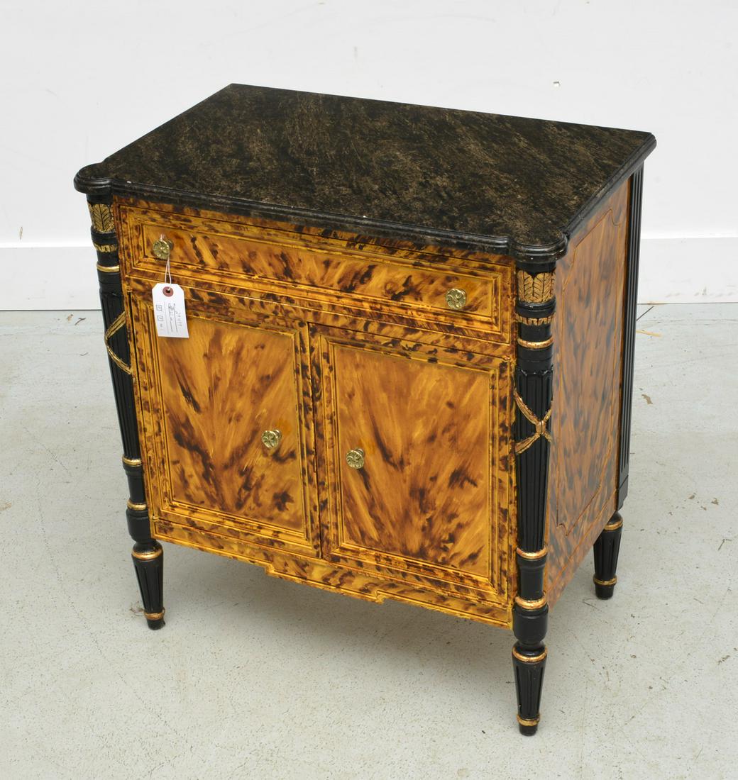 Regency style faux painted tortoise side cabinet (1 of 6)