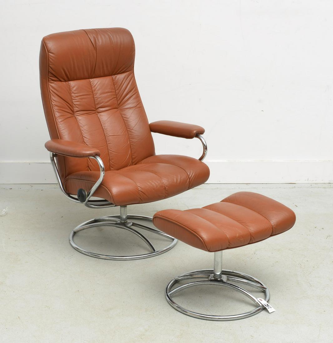 Ekorness Stressless leather chair & ottoman (1 of 7)