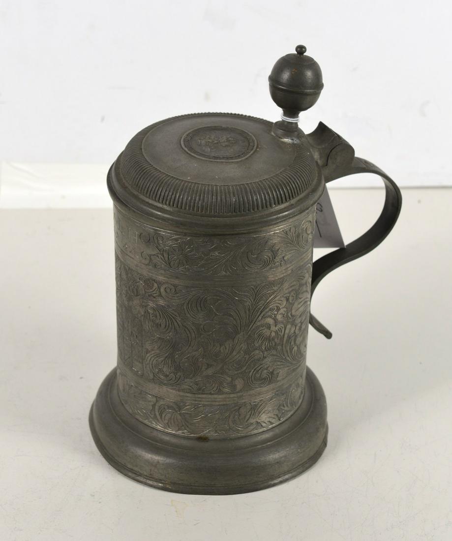Continental pewter tankard dated 1754 (1 of 5)