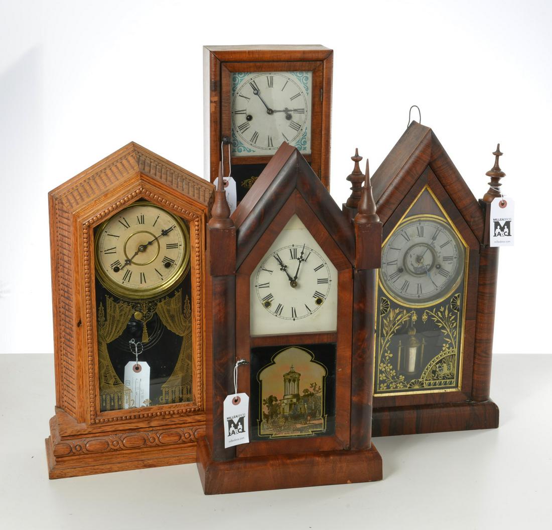 Group (4) antique Connecticut shelf clocks (1 of 10)