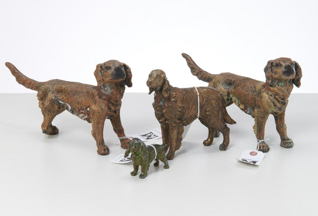 (4) bronze and metalware spaniels (1 of 6)