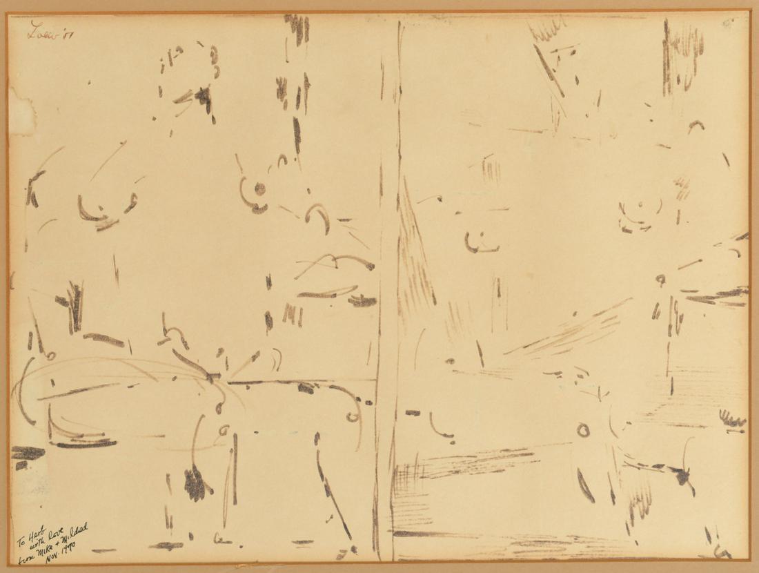 Michael Loew, sketch for female nude: Michael Loew, sketch for female nude, Michael Loew (American, 1907-1985), Female Nude, 1951, marker on paper, signed and dated "Loew '51" at upper left, gift inscription at lower left dated 1970, 9"h