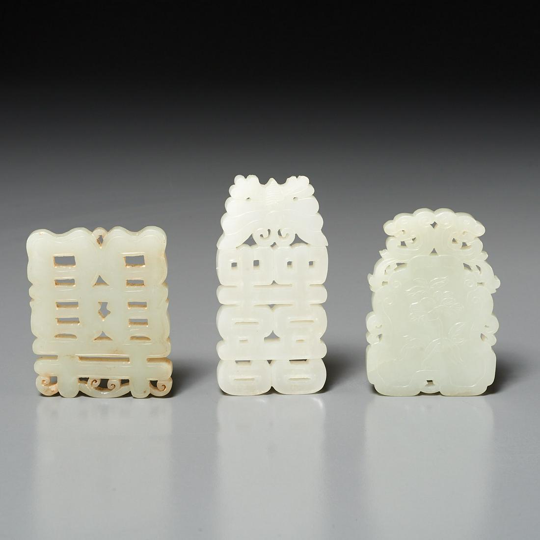 (3) Chinese carved jade plaques (1 of 5)