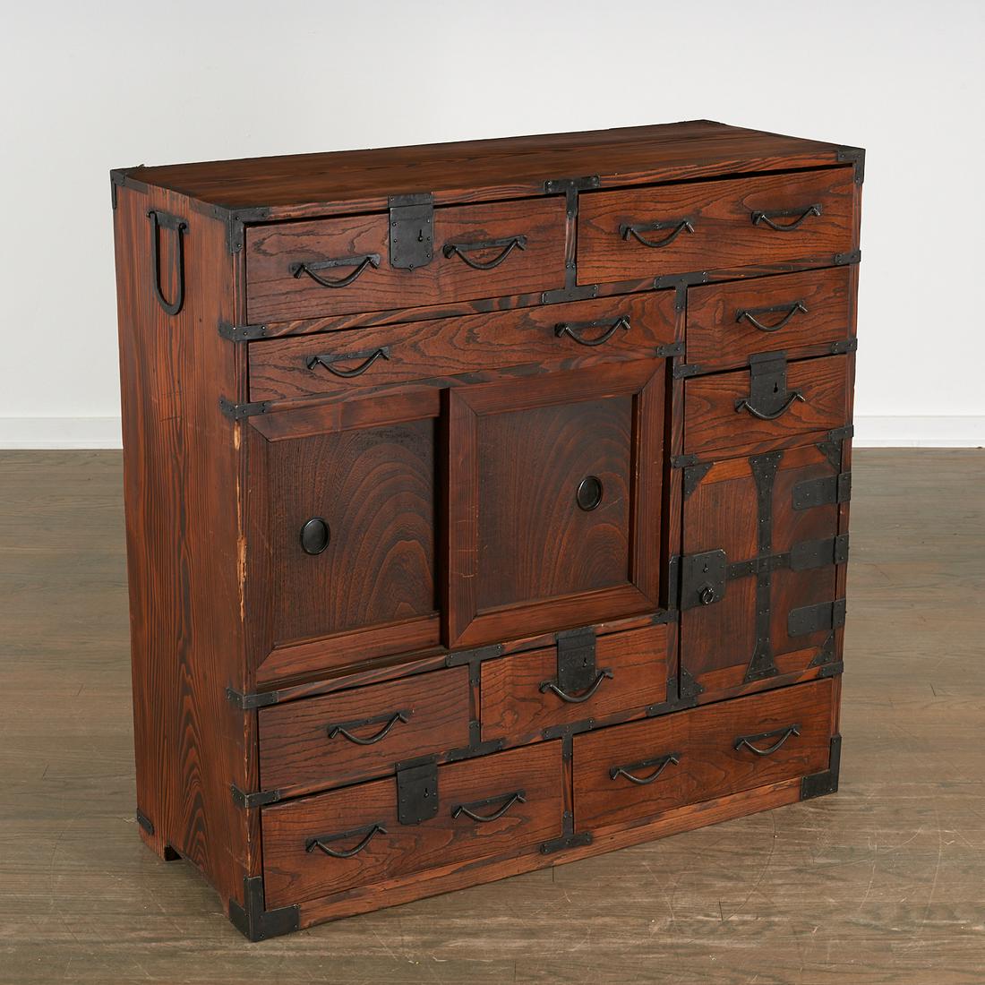 Japanese wood and wrought iron Tansu chest (1 of 6)