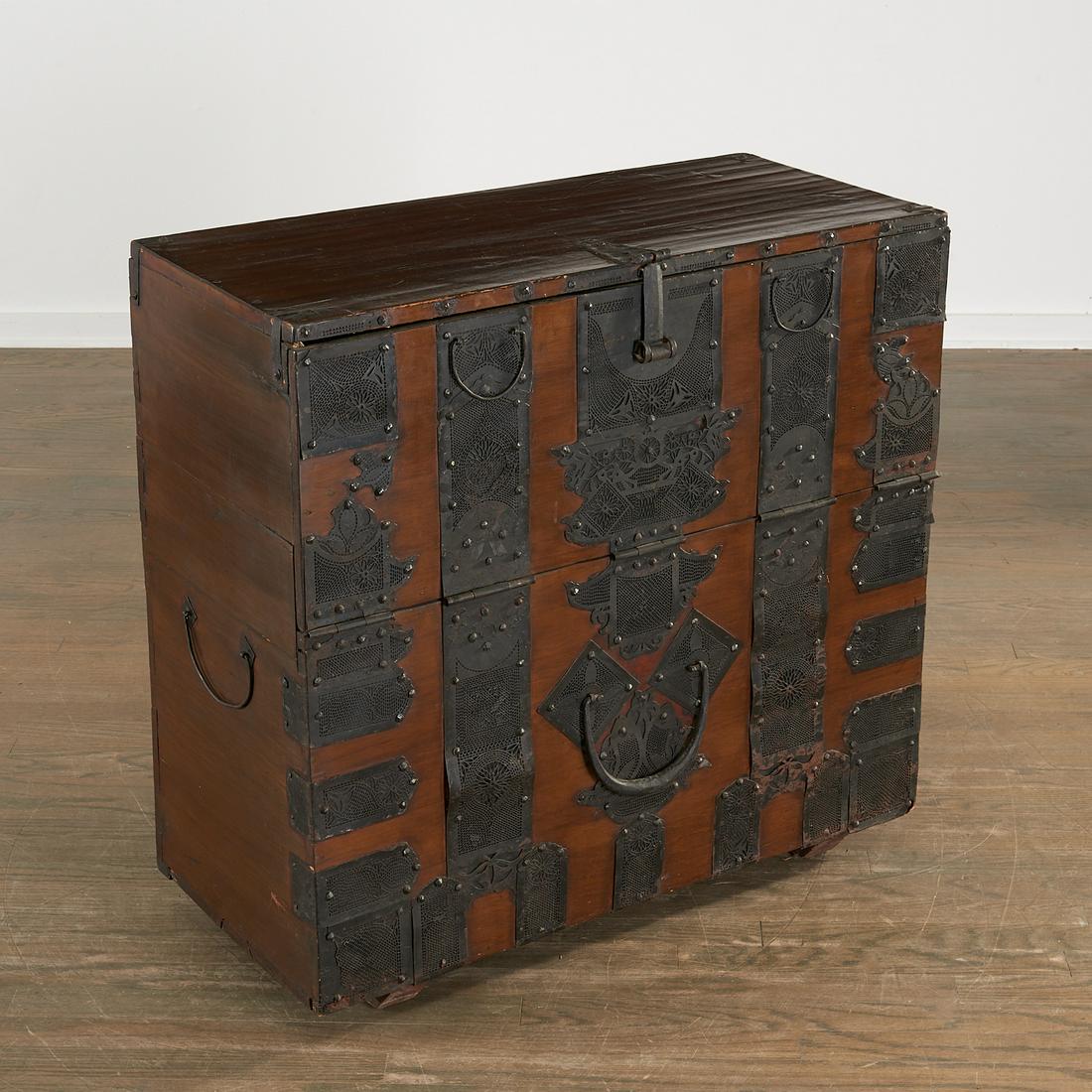 Korean iron mounted wood Bandaji cabinet (1 of 9)