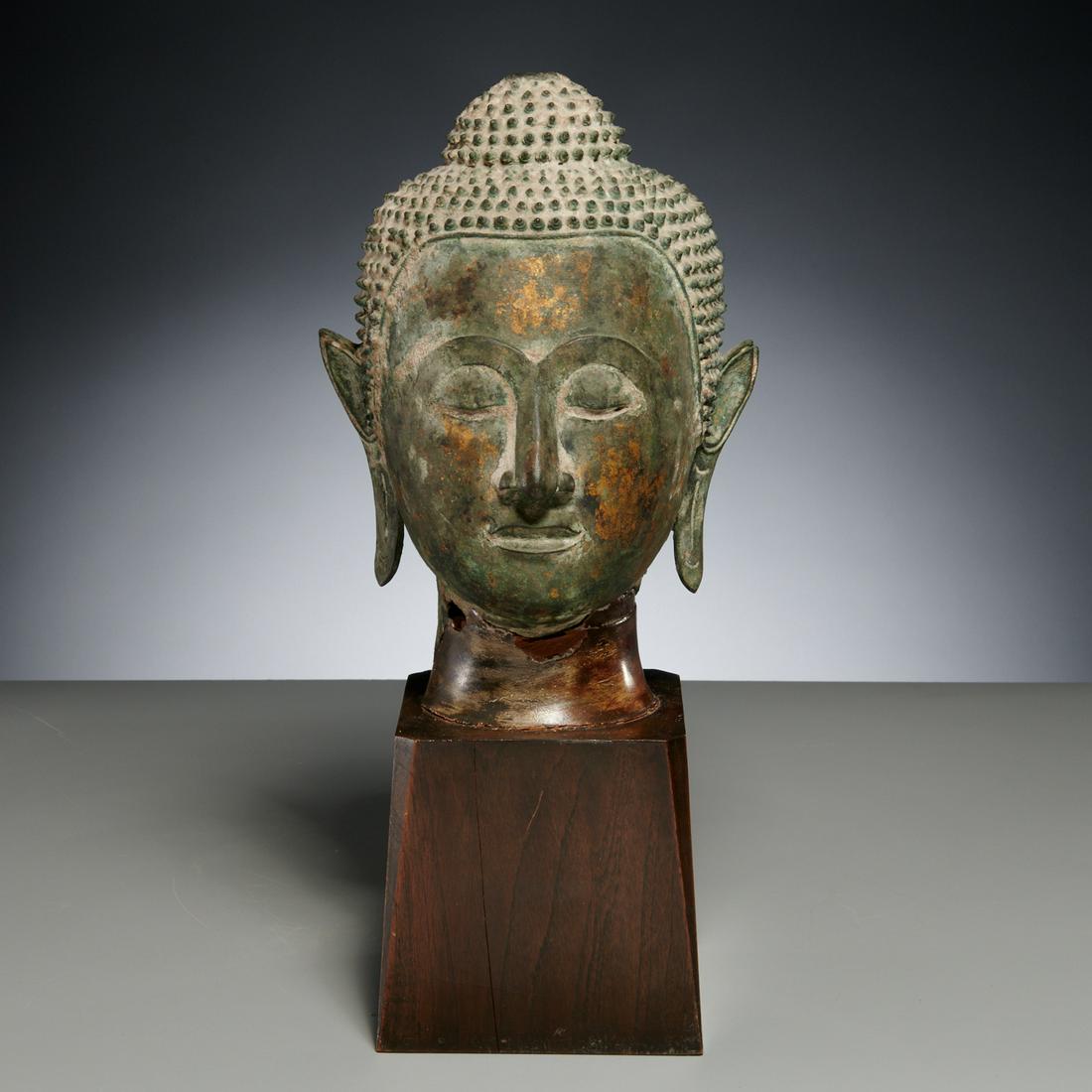 Southeast Asian life-size bronze buddha head (1 of 7)