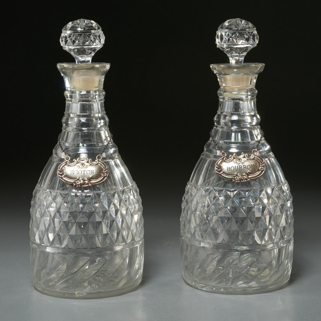 Pair Irish George III cut glass decanters (1 of 8)