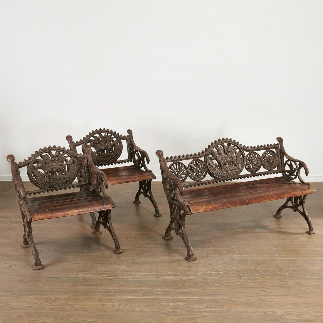 Coalbrookdale style (3) piece garden suite (1 of 8)