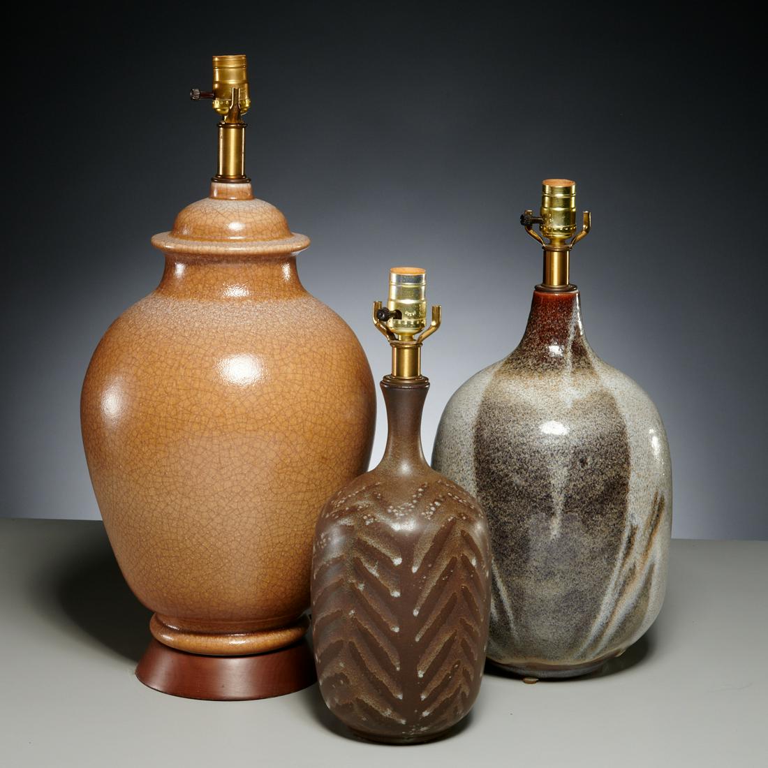 Design Technics, (3) pottery table lamps (1 of 7)