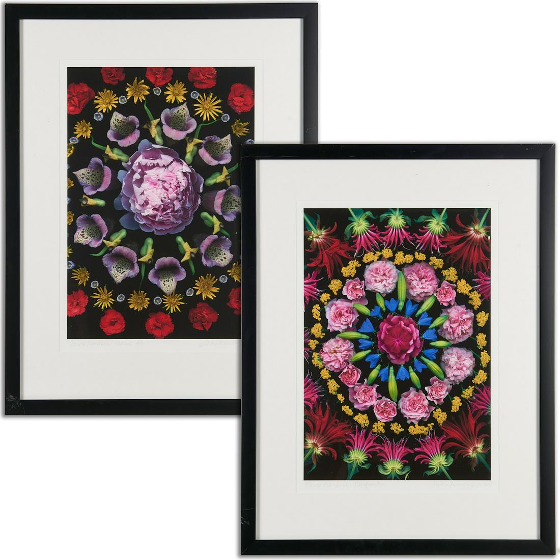 Portia Munson, (2) lithographs, 2003: Portia Munson, (2) lithographs, 2003, Portia Munson (American, b. 1961), "Flower Mandala Peonie" and "Flower Mandala Baroque", pencil signed, dated, and titled along lower margin, artist proofs, 19"h 
