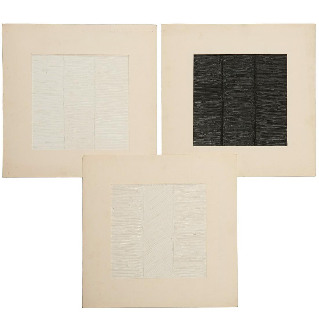 Manner of Pierre Soulages, (3) acrylic on paper (1 of 9)