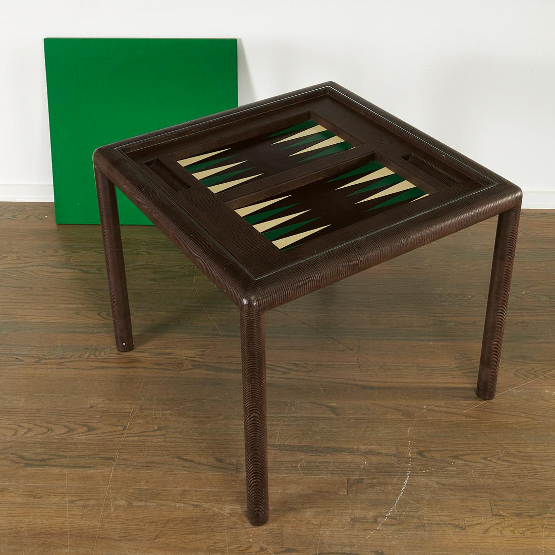 Karl Springer, leather wrapped game table (1 of 9)