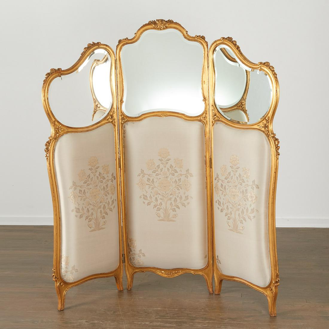 Louis XV mirrored trifold dressing screen (1 of 7)