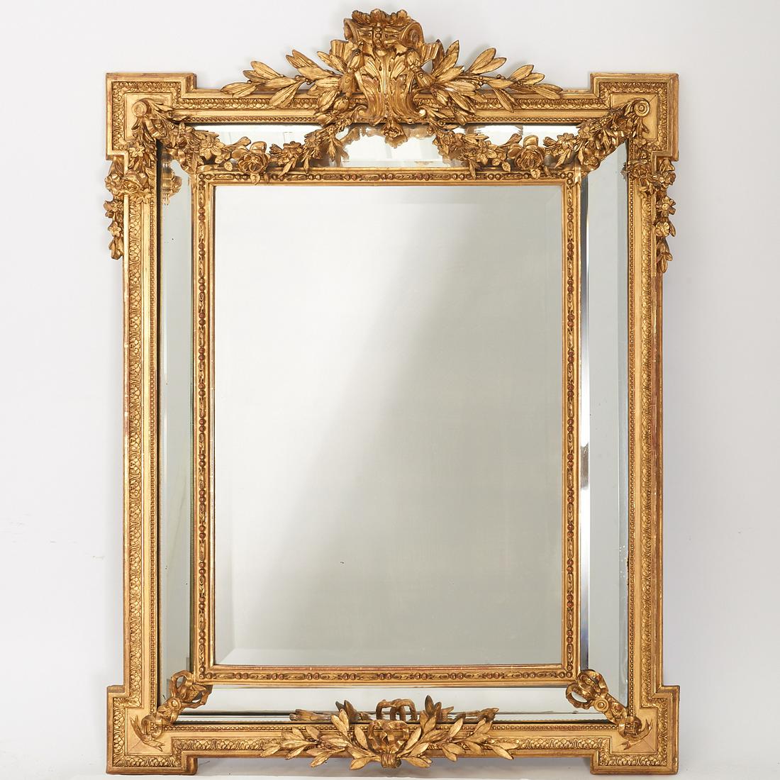 Large Napoleon III carved gilt wall mirror (1 of 6)