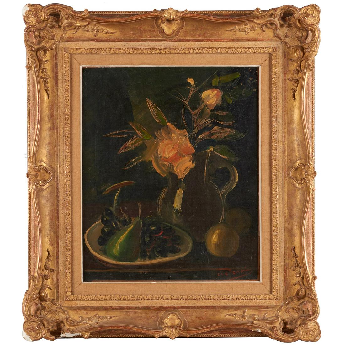 Andre Derain (attrib.), oil on canvas: Andre Derain (attrib.), oil on canvas, Attributed to Andre Derain (French, 1880-1954), Nature Morte, signed "a. derain" lower right, 18"h x 15"w (canvas), 27"h x 24"w (frame)