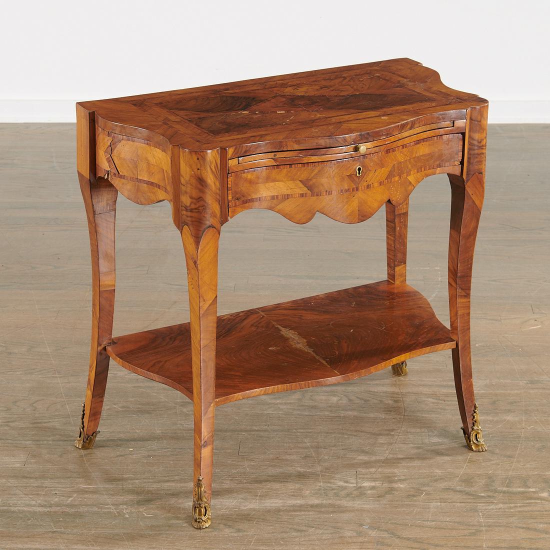 Continental Rococo walnut parquetry side table (1 of 8)