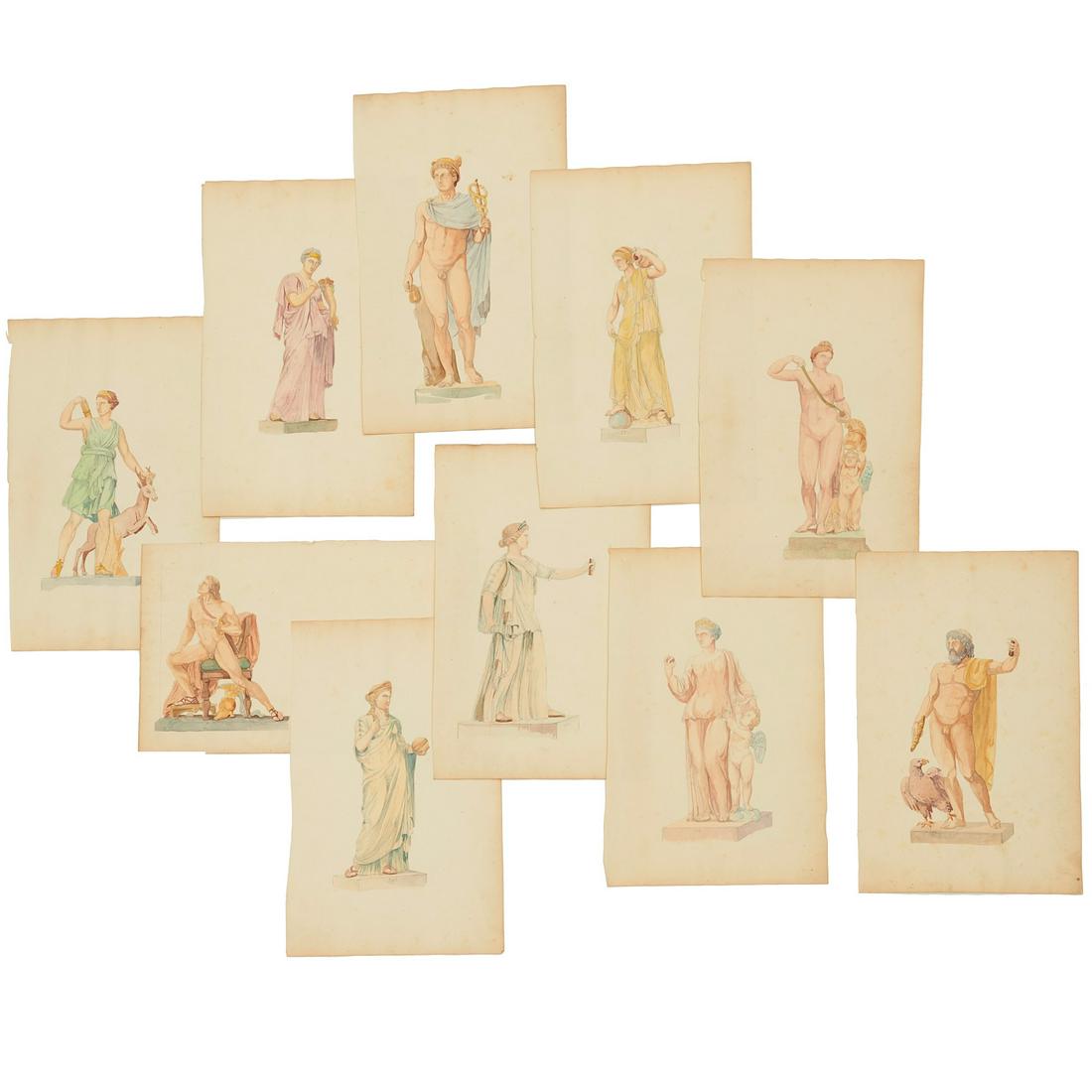 Continental School, Greek pantheon, (10) drawings (1 of 6)