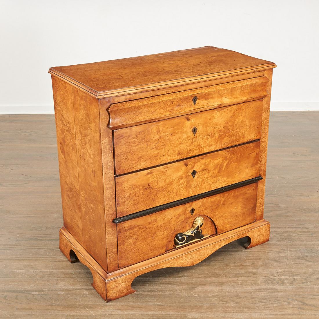 Nice Biedermeier burlwood commode (1 of 9)