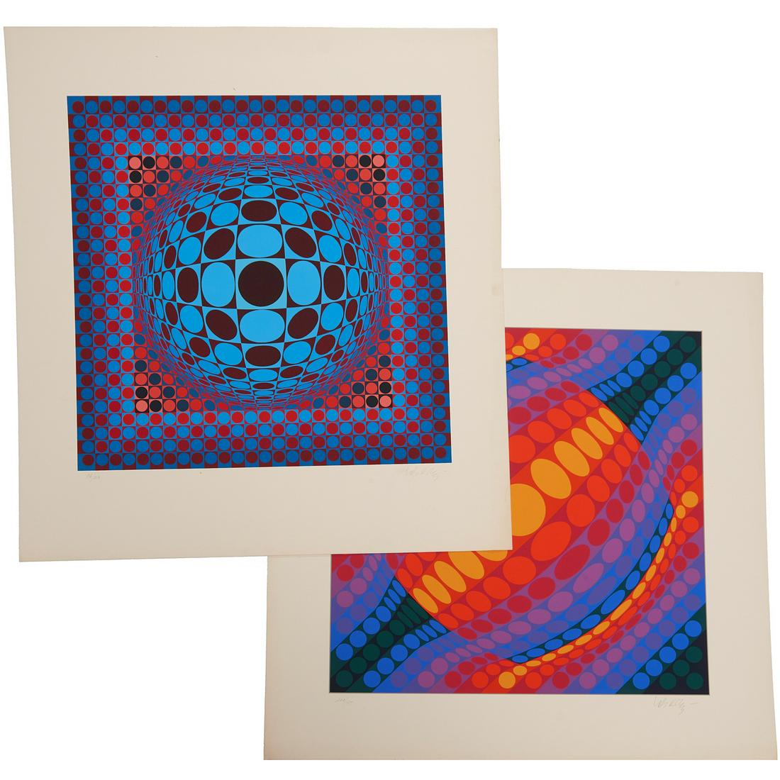 Victor Vasarely, (2) signed serigraphs (1 of 8)