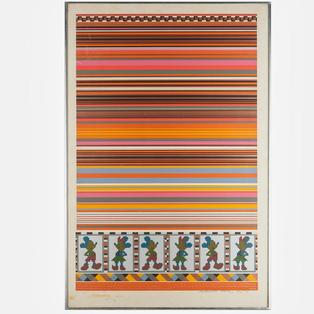 Eduardo Paolozzi, serigraph: Eduardo Paolozzi, serigraph, Eduardo Paolozzi (Scottish, 1924-2005), "horizon of expectations...", from "Universal Electric Vacuum" series, screenprint in individual colorway, on Saunder plain, printe