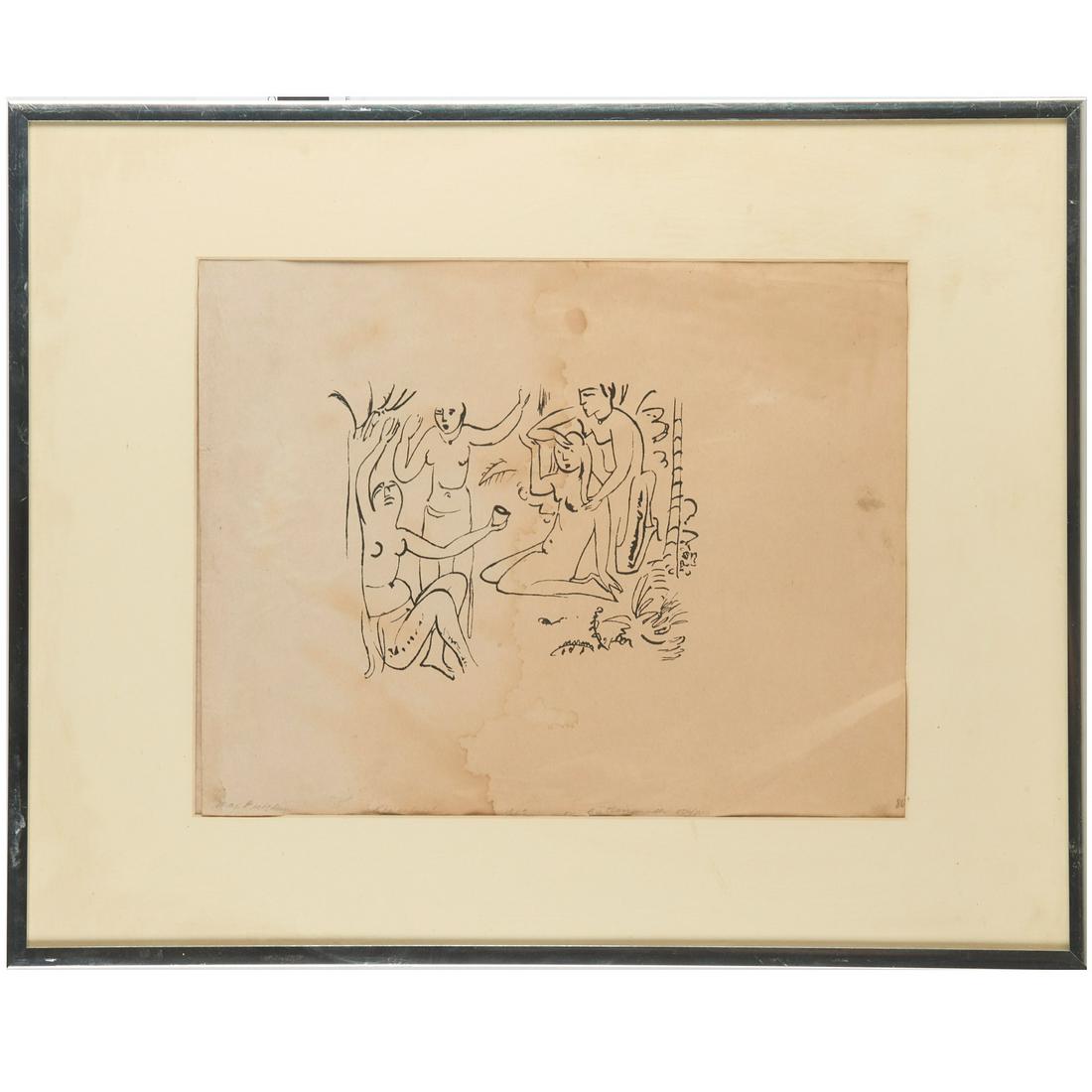 Max Pechstein, lithograph: Max Pechstein, lithograph, Hermann Max Pechstein (German, 1881-1955), "Reisebilder", 1919, lithograph on paper, notations incl. artist's name (possible signature?), date, and number (506/800) in lower