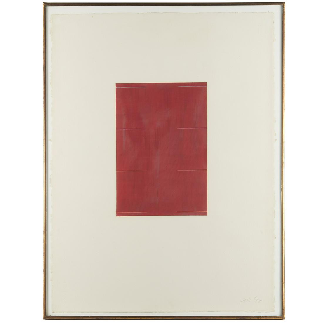 Gordon Hart, painting: Gordon Hart, painting, Gordon Hart (American, b. 1940), untitled, 1975, oil on paper mounted on paper, pencil signed and dated lower right, 30"h x 22"w (sheet), 32"h x 24.5"w (frame) Provenance: Prope