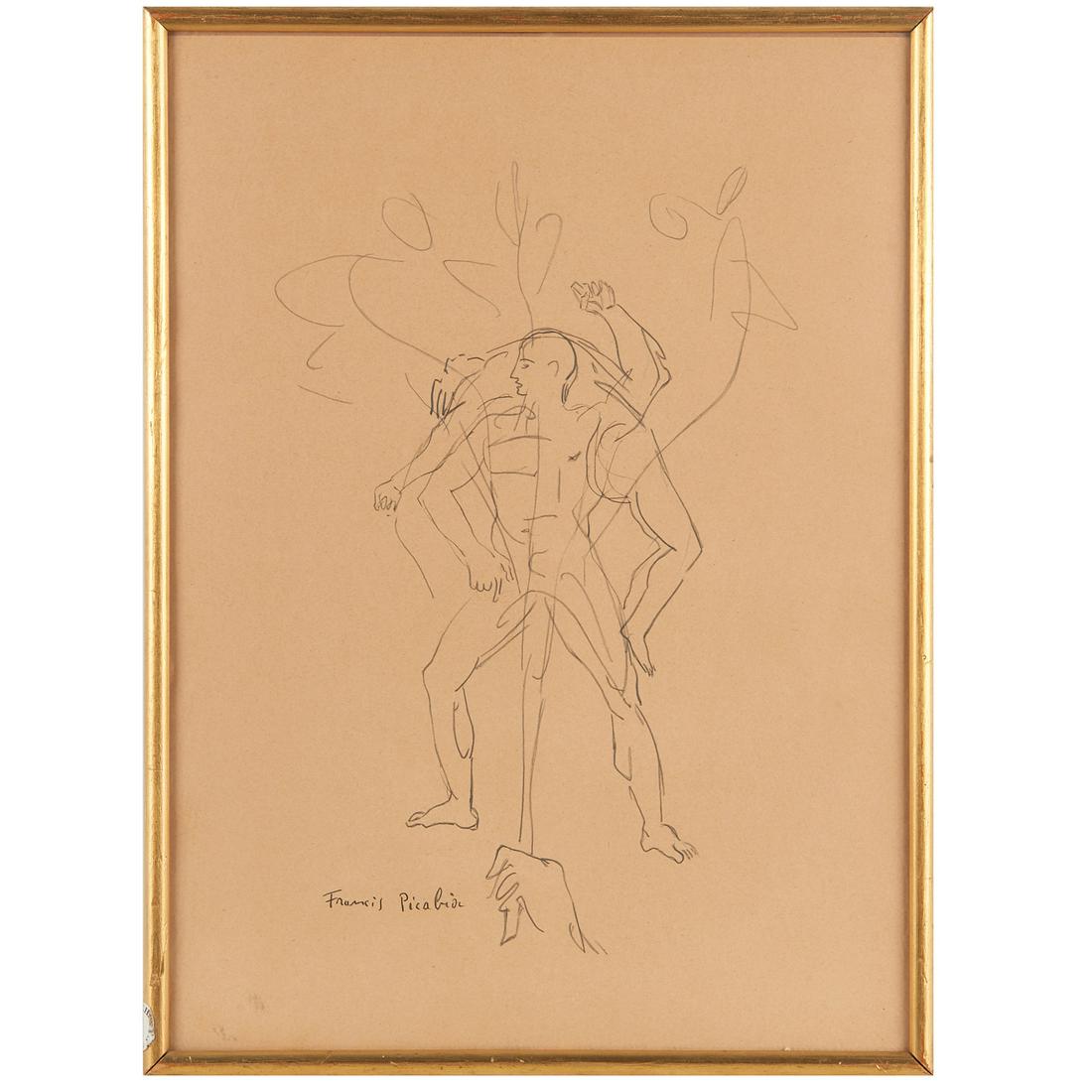 After Francis Picabia, print: After Francis Picabia, print, After Francis Picabia (French, 1879-1953), "Danseuses", offset print on paper, signed in plate at lower left, 14.75"h x 10.75"w (sight),15.5"h x 11.5"w (frame)