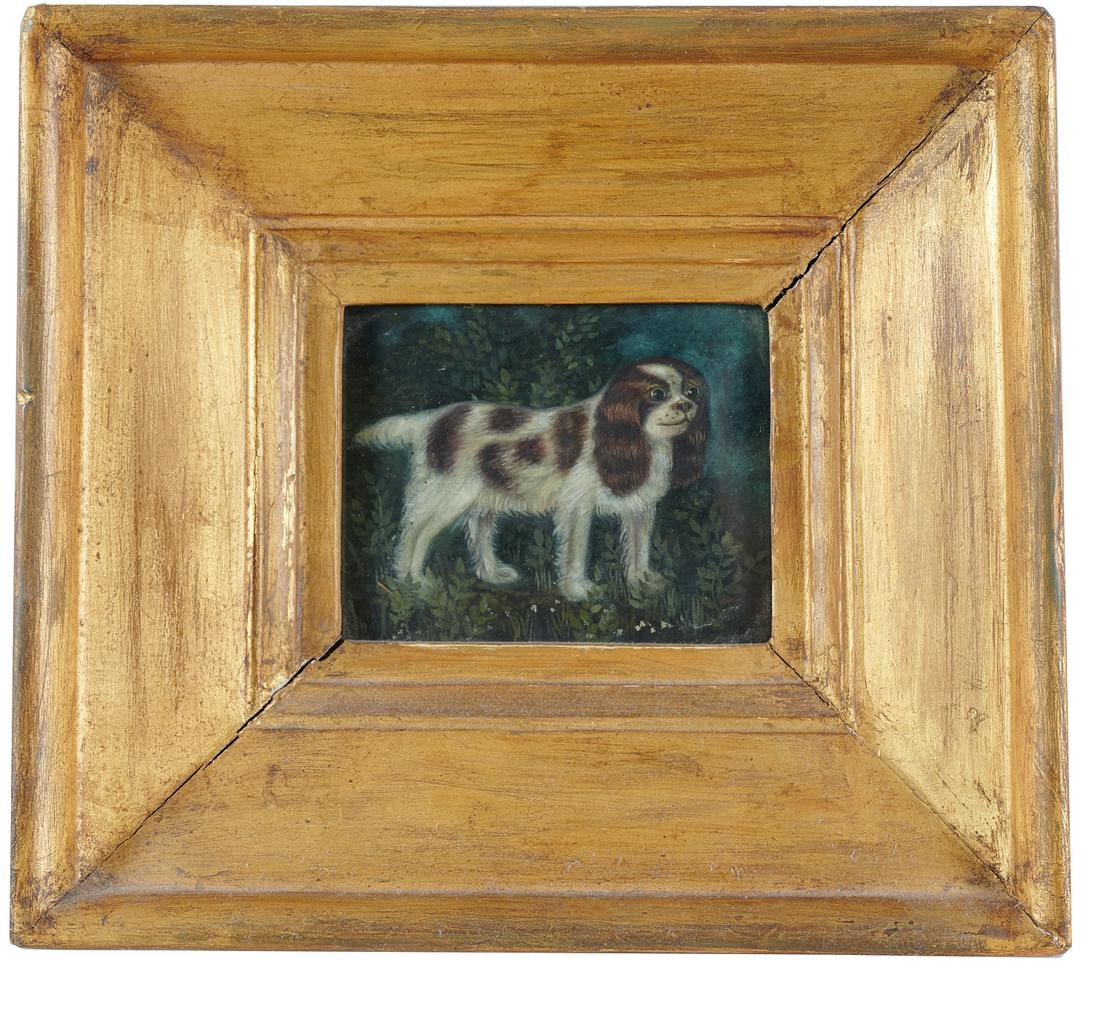 William John Thomson (attrib), Oil on Paper: William John Thomson (attrib), Oil on Paper, Attributed to William John Thomson (British, 1771-1845), King Charles Spaniel, oil on paper, no signature visible, 3" h x 4" w, framed and glazed Provenanc