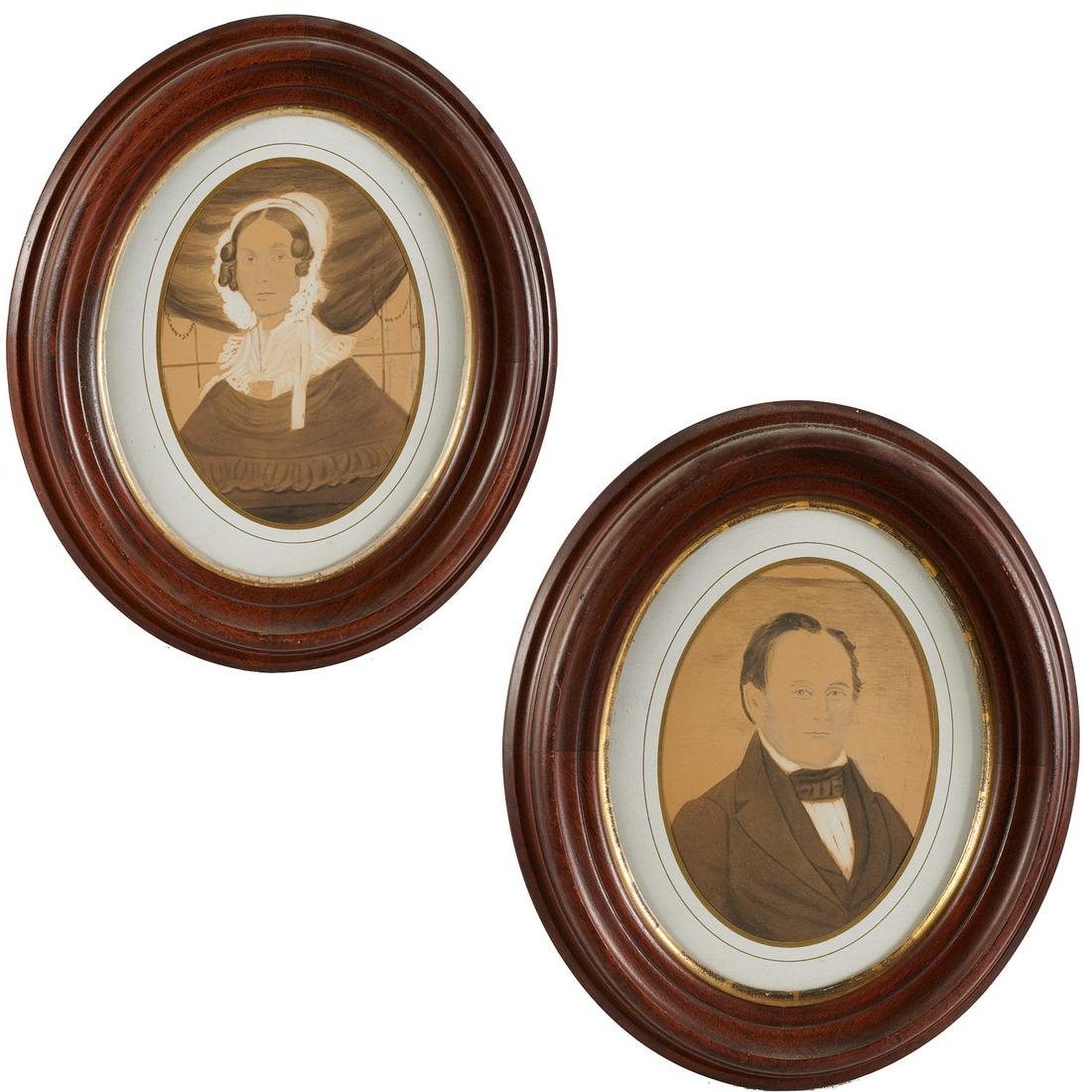 American School, fine pair portrait paintings (1 of 4)