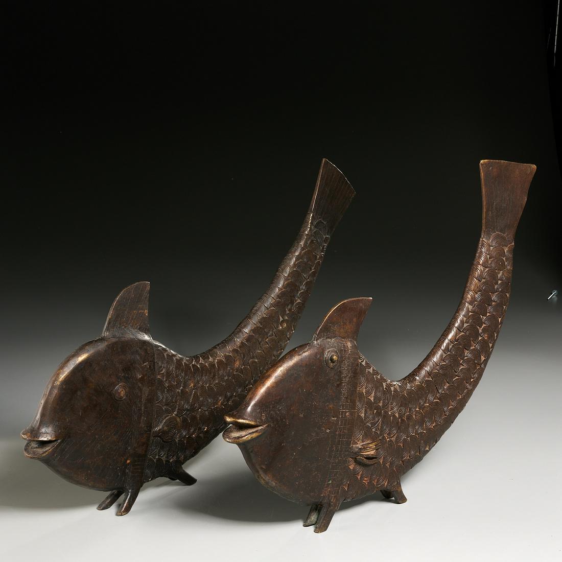 Near pair Large African bronze fish (1 of 5)