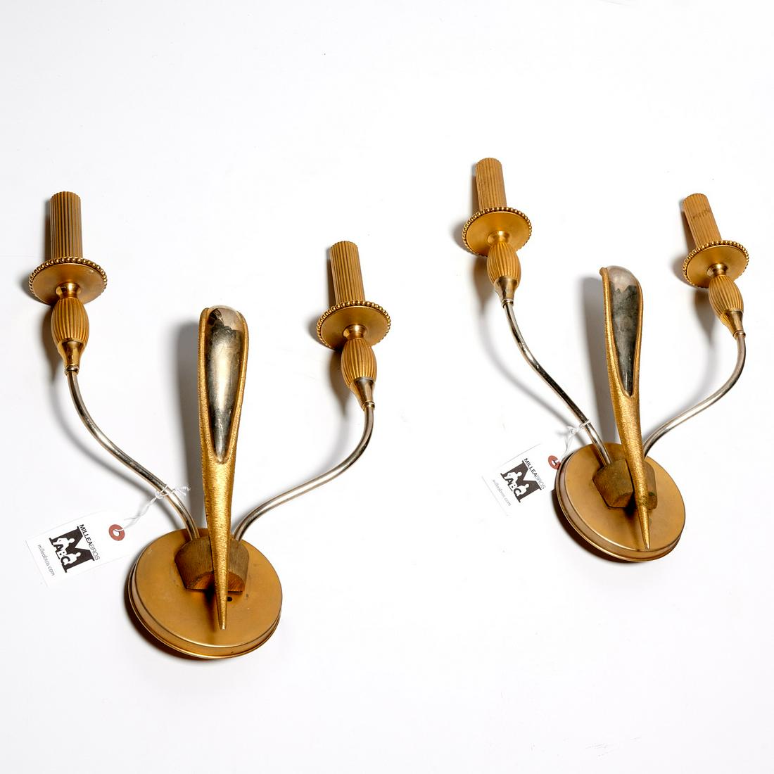 Pair Ruhlmann inspired mixed metal sconces (1 of 3)