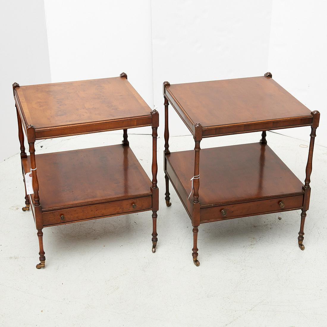 Near pair Edwardian burlwood side tables (1 of 5)