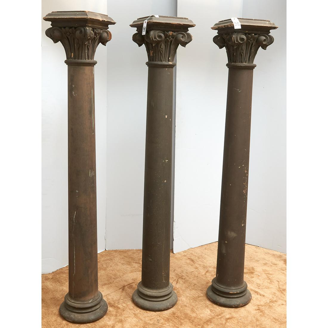(3) Corinthian carved wood architectural columns (1 of 4)