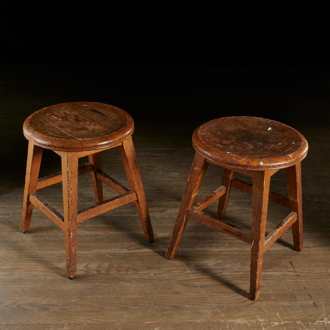 (2) Arts & Crafts oak stools, incl. Horner (1 of 5)
