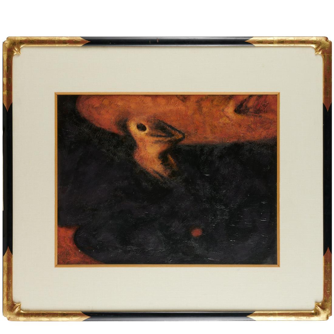 Marian Zacharow, painting: Marian Zacharow, painting, Marian Christopher Zacharow (Polish/American, b. 1954), "Volcanic Lava", 1985, acrylic on canvas, mounted to board, signed "Zacharow" and dated at upper left, 14"h x 17.5"w