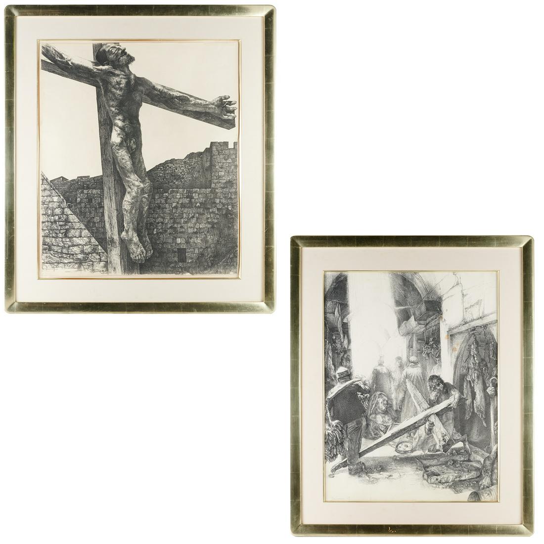 Josef Jackerson, (2) pen and ink drawings (1 of 8)