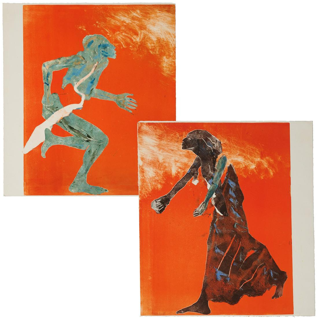 Mary Frank, pair monoprints (1 of 9)